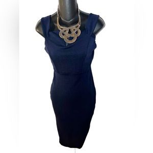 Ladies Boohoo Navy Blue Midi Dress